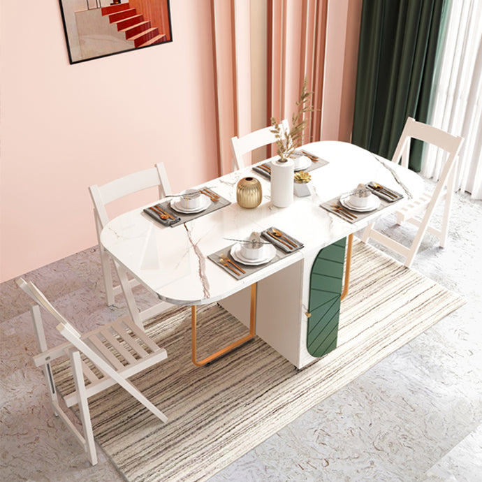 Table de salle à manger ovale contemporaine table à feuille de pierre entrée, 59 "L x 29,5" H
