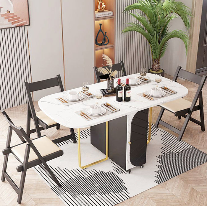 Table de salle à manger ovale contemporaine table à feuille de pierre entrée, 59 "L x 29,5" H