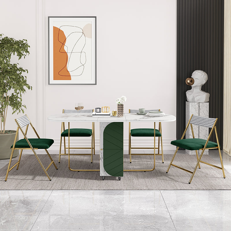 Table de salle à manger ovale contemporaine table à feuille de pierre entrée, 59 "L x 29,5" H