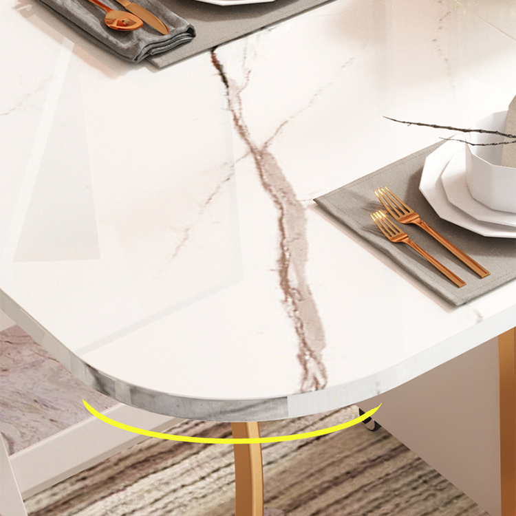Table de salle à manger ovale contemporaine table à feuille de pierre entrée, 59 "L x 29,5" H