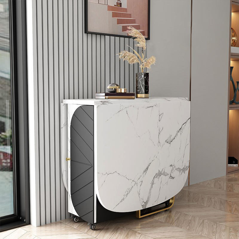 Table de salle à manger ovale contemporaine table à feuille de pierre entrée, 59 "L x 29,5" H