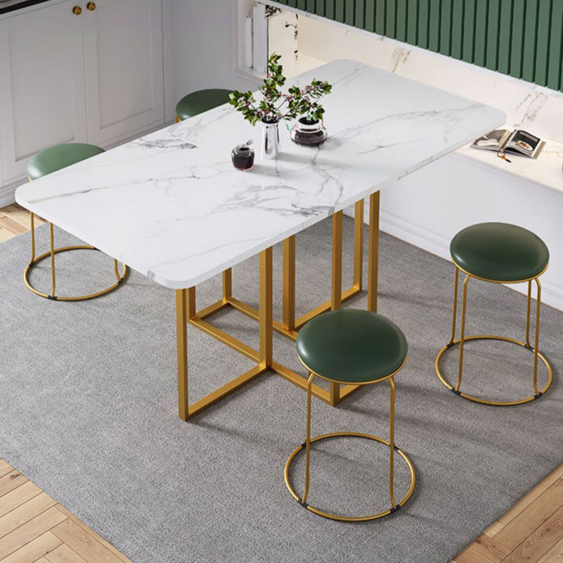 Contemporary Rectangle Dining Room Table Sintered Stone Drop-Leaf Table,59"L x 28.7"H