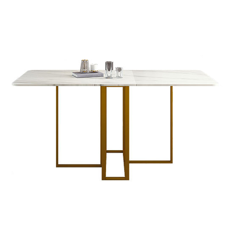 Contemporary Rectangle Dining Room Table Sintered Stone Drop-Leaf Table,59"L x 28.7"H