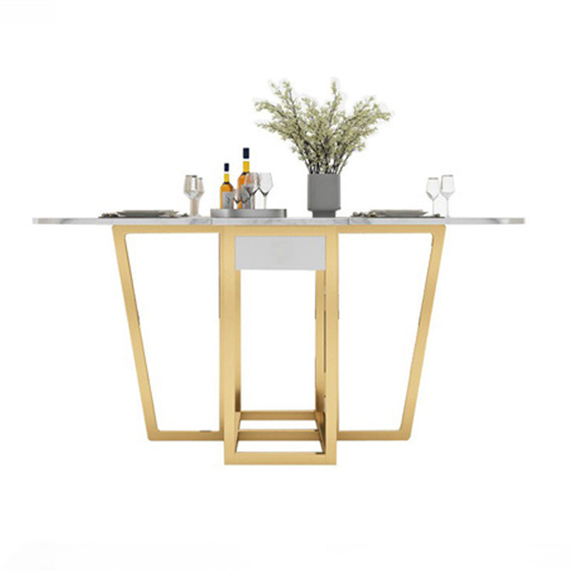 Contemporary Rectangle Dining Room Table Sintered Stone Drop-Leaf Table,59"L x 28.7"H