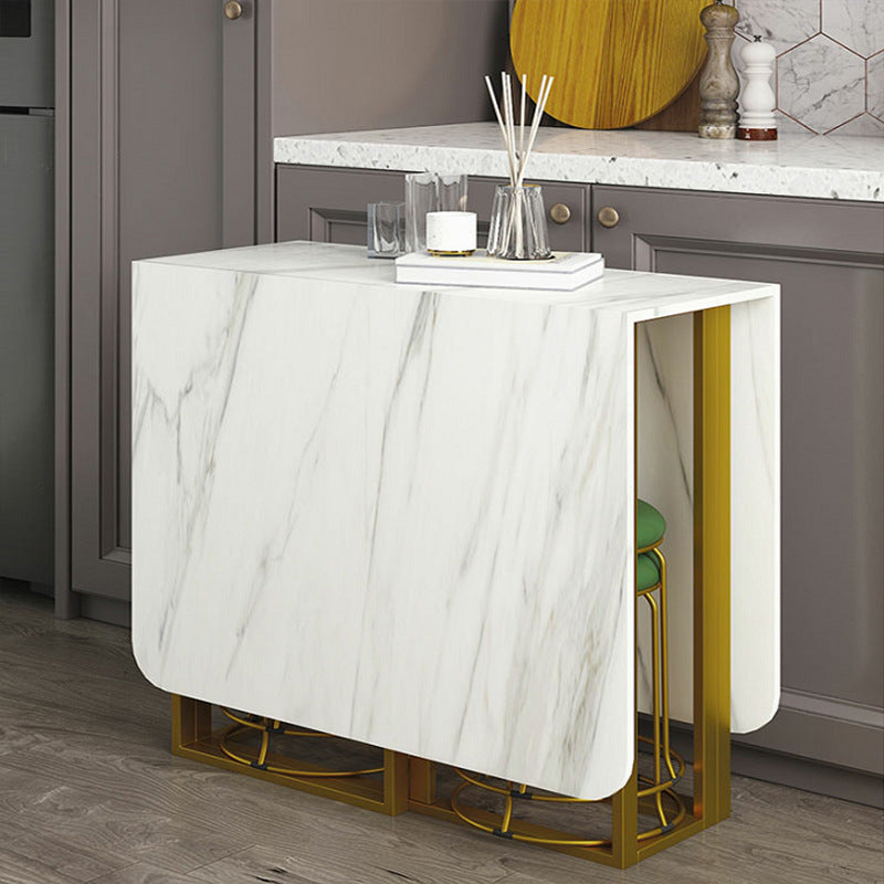Contemporary Rectangle Dining Room Table Sintered Stone Drop-Leaf Table,59"L x 28.7"H