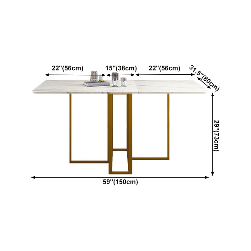 Contemporary Rectangle Dining Room Table Sintered Stone Drop-Leaf Table,59"L x 28.7"H