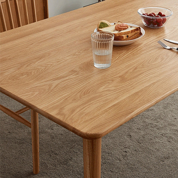 Moderne eiken houten tafel in de natuur rechthoekige eettafel met houten basis en 4 poten