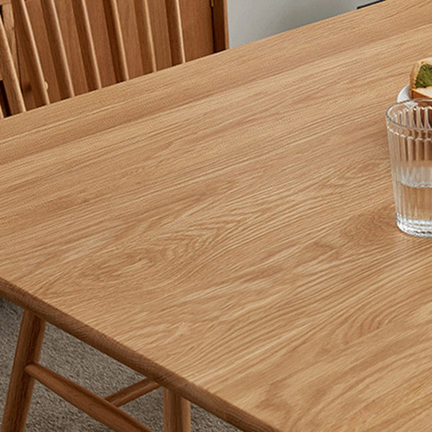 Moderne eiken houten tafel in de natuur rechthoekige eettafel met houten basis en 4 poten