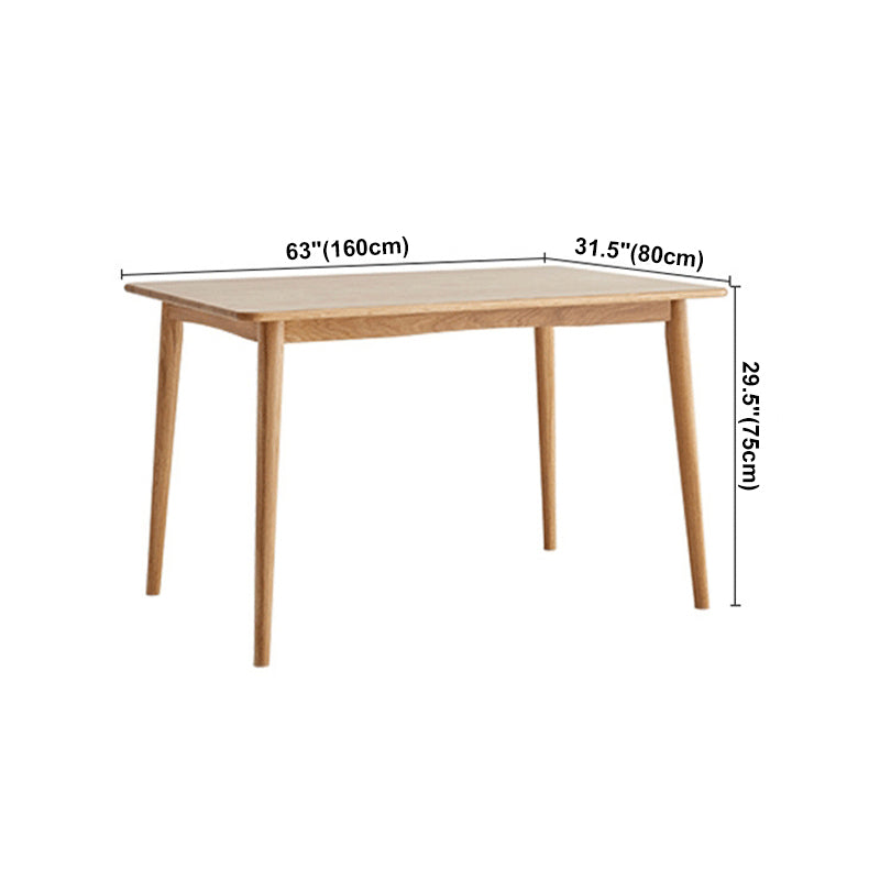 Moderne eiken houten tafel in de natuur rechthoekige eettafel met houten basis en 4 poten