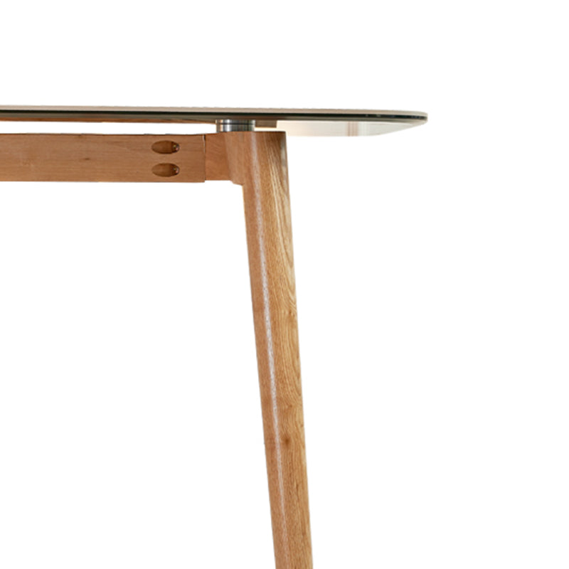 Mesa moderna de mediados de siglo de madera maciza, mesa rectangular de piedra sinterizada con 4 patas