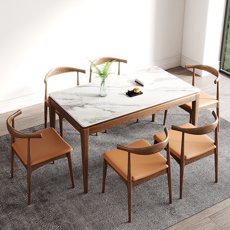 Rechthoek gesinterde steen witte eettafel Vintage 4 poten tafel voor eetkamer