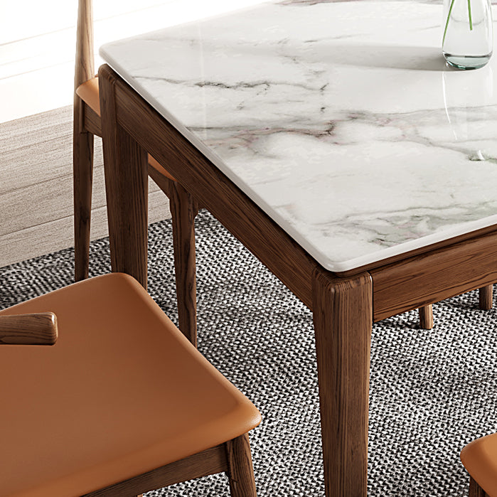 Rechthoek gesinterde steen witte eettafel Vintage 4 poten tafel voor eetkamer