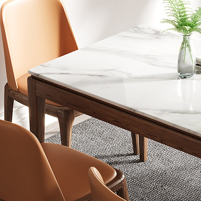 Rechthoek gesinterde steen witte eettafel Vintage 4 poten tafel voor eetkamer