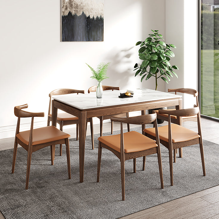 Rechthoek gesinterde steen witte eettafel Vintage 4 poten tafel voor eetkamer