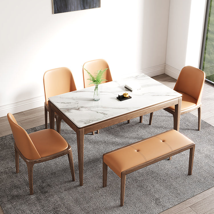 Rechthoek gesinterde steen witte eettafel Vintage 4 poten tafel voor eetkamer