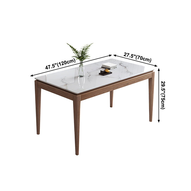 Rechthoek gesinterde steen witte eettafel Vintage 4 poten tafel voor eetkamer