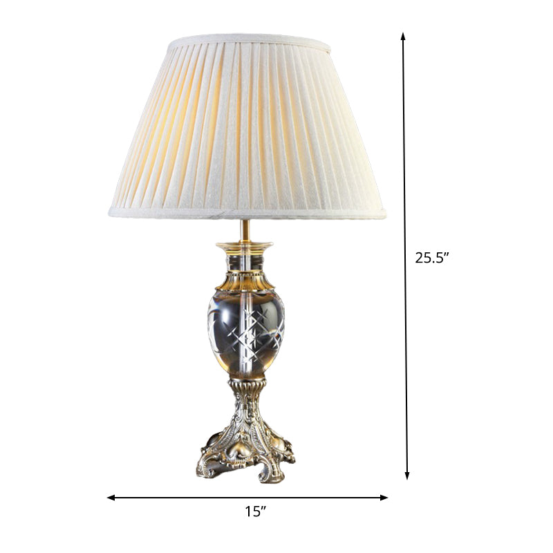 1 tête de salon de bureau lampe moderniste de table gris lumière avec une teinte en tissu plissé