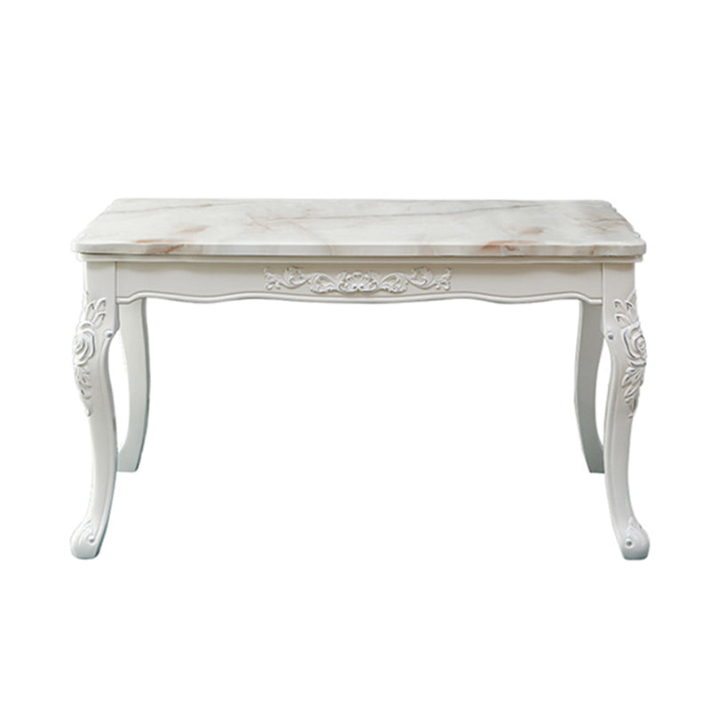 Vitoria Rectangle Shape Marble Table White Standard Dining Table for Kitchen