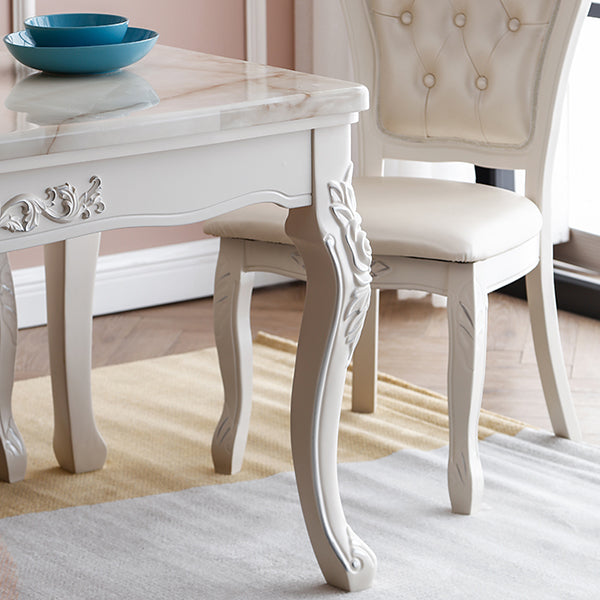 Vitoria Rectangle Shape Marble Table White Standard Dining Table for Kitchen