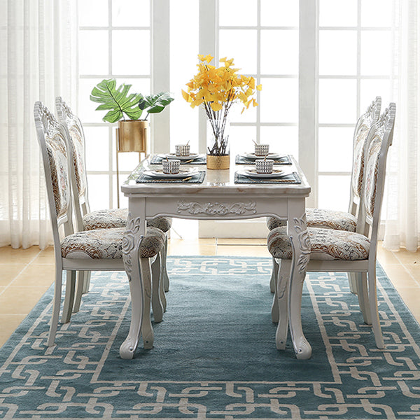 Vitoria Rectangle Shape Marble Table White Standard Dining Table for Kitchen
