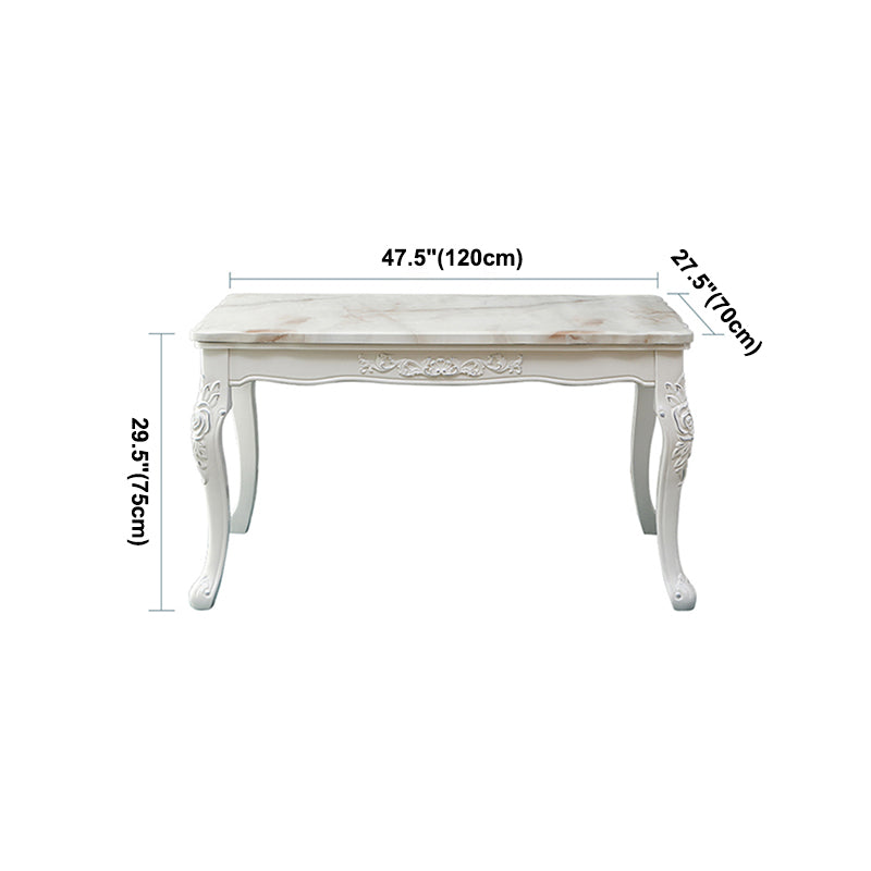 Vitoria Rectangle Shape Marble Table White Standard Dining Table for Kitchen