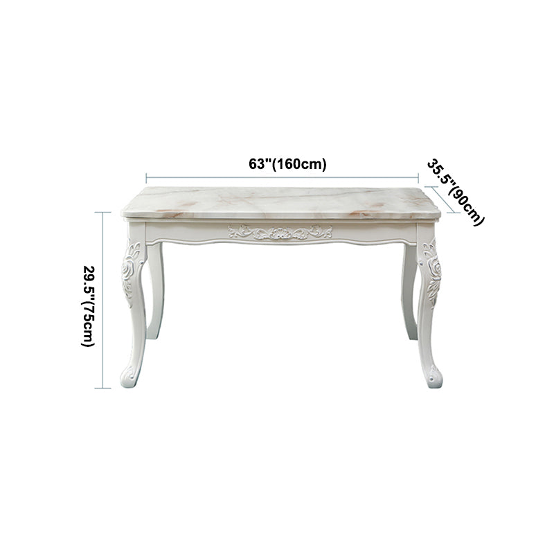 Vitoria Rectangle Shape Marble Table White Standard Dining Table for Kitchen
