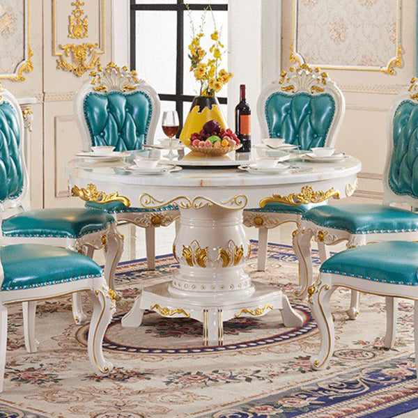 Victorian Style Stone Dining Table Round Dining Table with Wooden Base