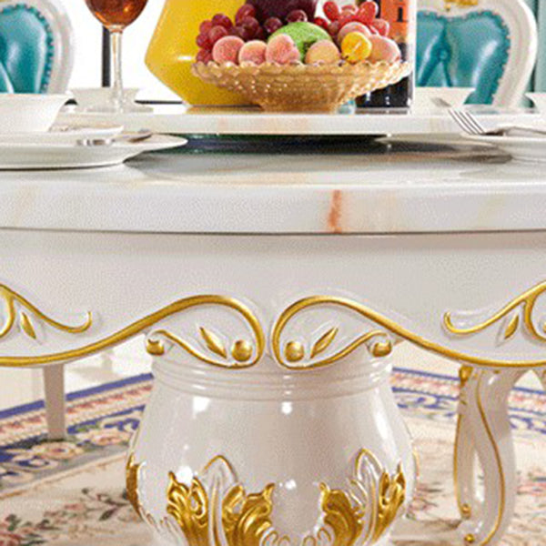 Victorian Style Stone Dining Table Round Dining Table with Wooden Base