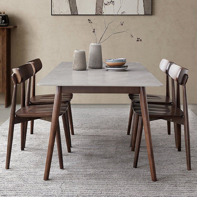 Massivholz Mitte des Jahrhunderts moderner Tisch Rechteck gesinterte Steintisch für Esszimmer