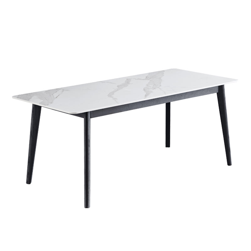 Mesa de madera sólida Modern de mesa moderna Rectángulo Top de piedra sinterizada para comedor