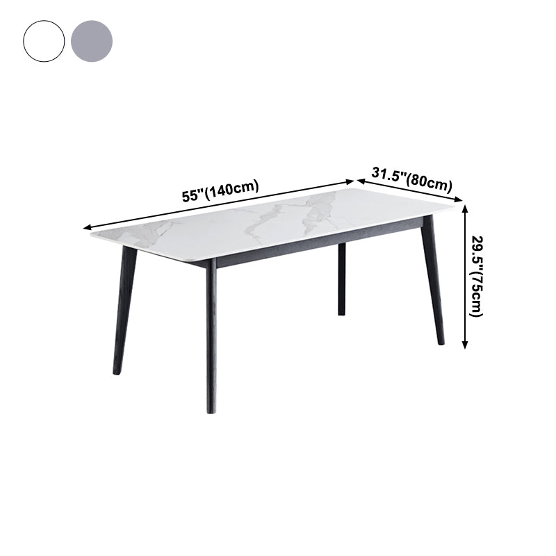 Mesa de madera sólida Modern de mesa moderna Rectángulo Top de piedra sinterizada para comedor