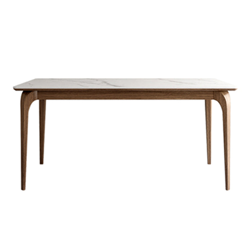 Mesa de comedor de tono blanco rectángulo Mesa de piedra sinterizada retro moderna con 4 patas