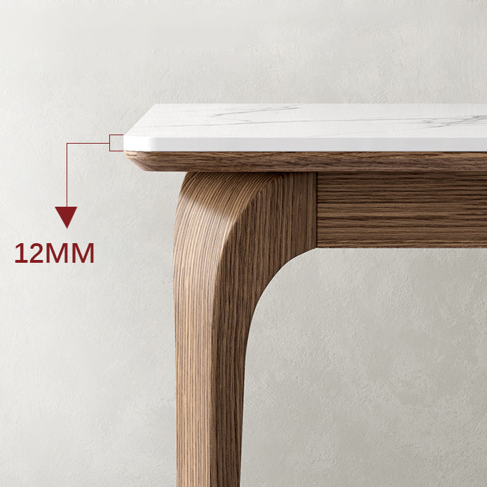 Mesa de comedor de tono blanco rectángulo Mesa de piedra sinterizada retro moderna con 4 patas