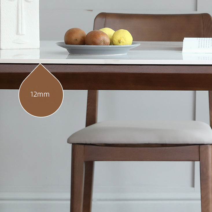 Rectangle 4 Legs Mid-Century Table White Fixed Table of Sintered Stone