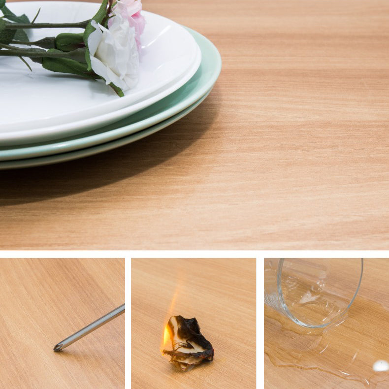 Artificial Foldable Wooden Top Table Extendable Rectangle Table with Storage Trestle Base
