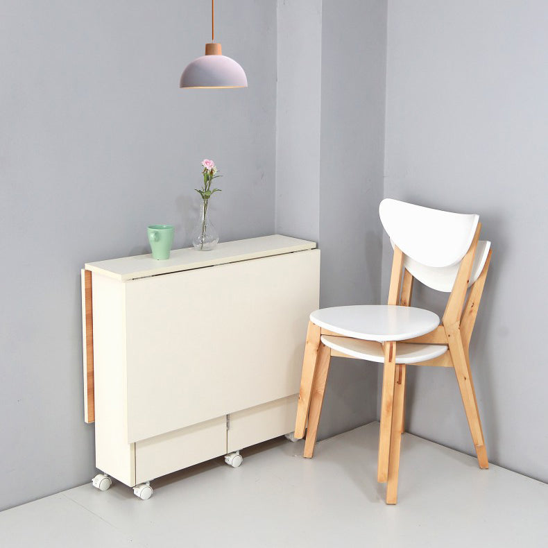 Artificial Foldable Wooden Top Table Extendable Rectangle Table with Storage Trestle Base
