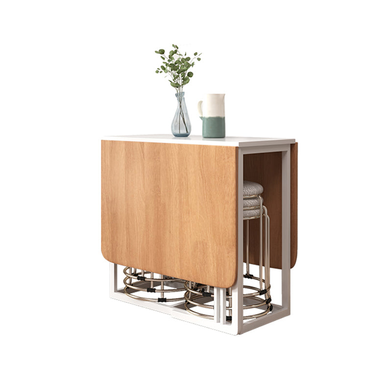 Artificial Wooden Top Foldable Table Extendable Rectangle Table with Trestle Base