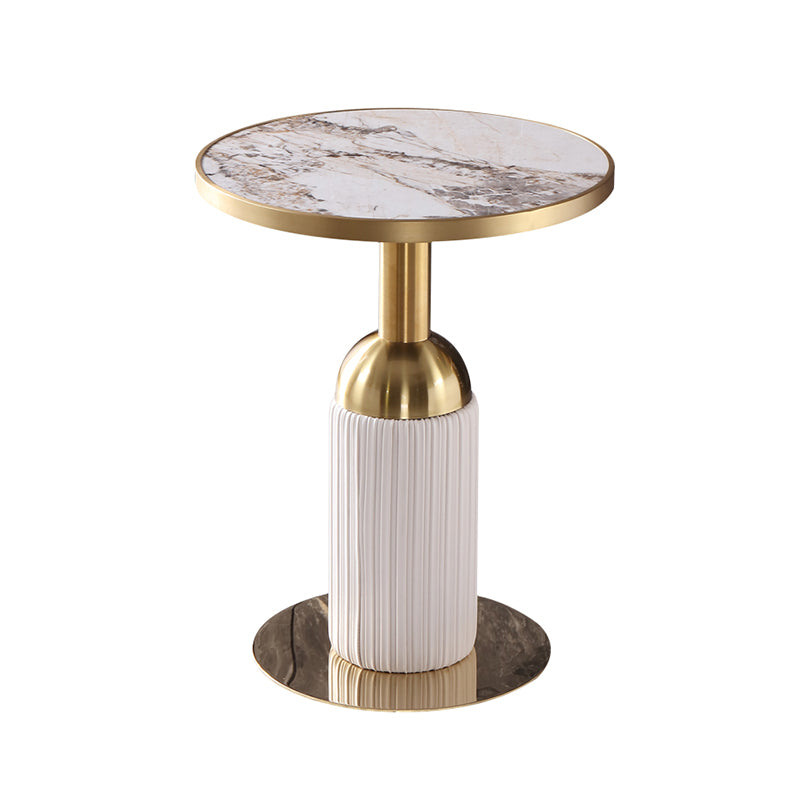 Round Stone Dining Table Traditional Luxury Dining Room Collection with Pedestal Base