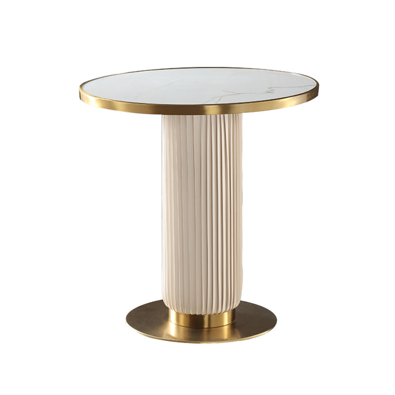 Round Stone Dining Table Traditional Luxury Dining Room Collection with Pedestal Base