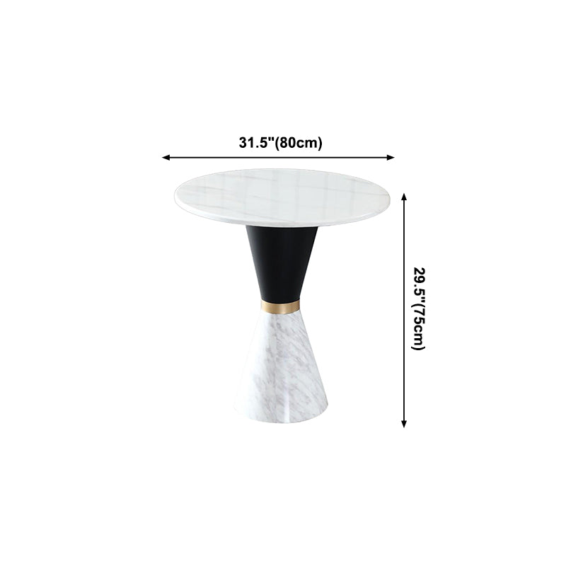 Round Stone Dining Table Traditional Luxury Dining Room Collection with Pedestal Base