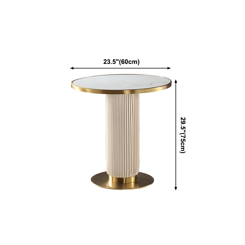 Round Stone Dining Table Traditional Luxury Dining Room Collection with Pedestal Base
