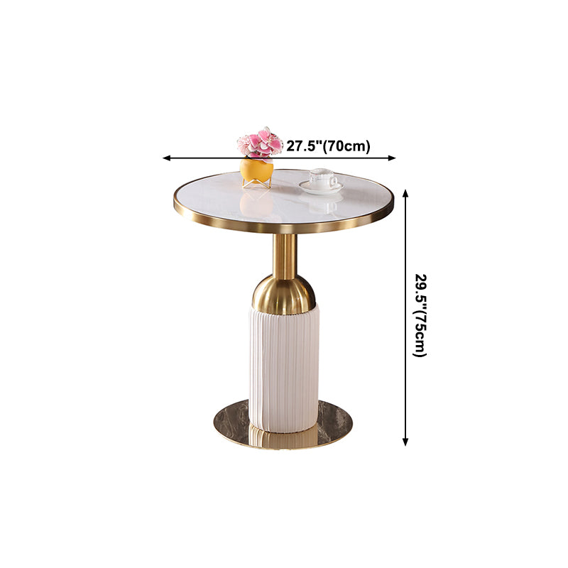 Round Stone Dining Table Traditional Luxury Dining Room Collection with Pedestal Base