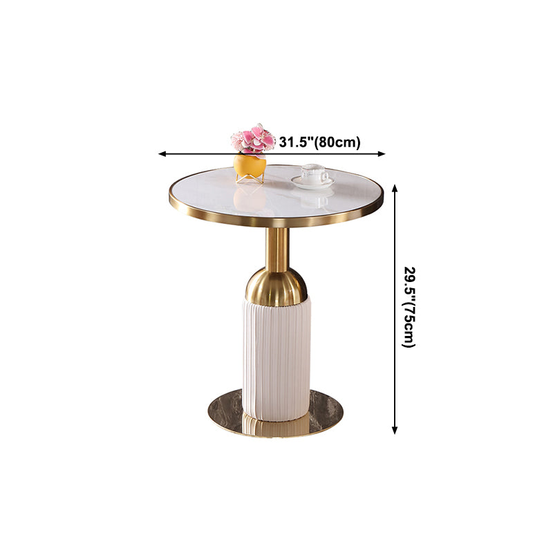 Round Stone Dining Table Traditional Luxury Dining Room Collection with Pedestal Base