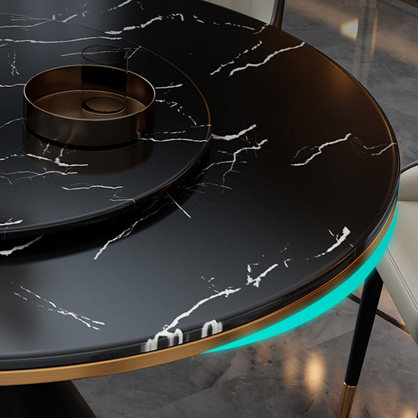 Glam Standard Marble Dining Table Round Shape Kitchen Dining Table with Pedestal Base