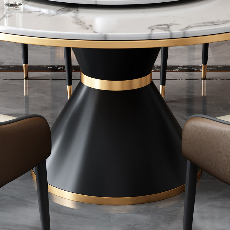 Glam Standard Marble Dining Table Round Shape Kitchen Dining Table with Pedestal Base