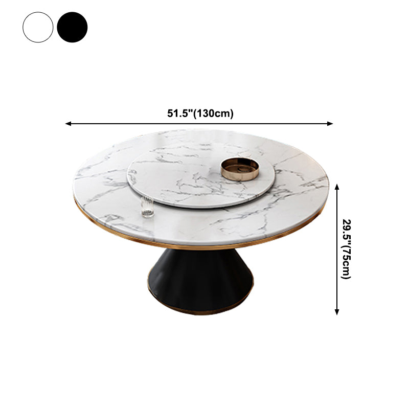 Glam Standard Marble Dining Table Round Shape Kitchen Dining Table with Pedestal Base