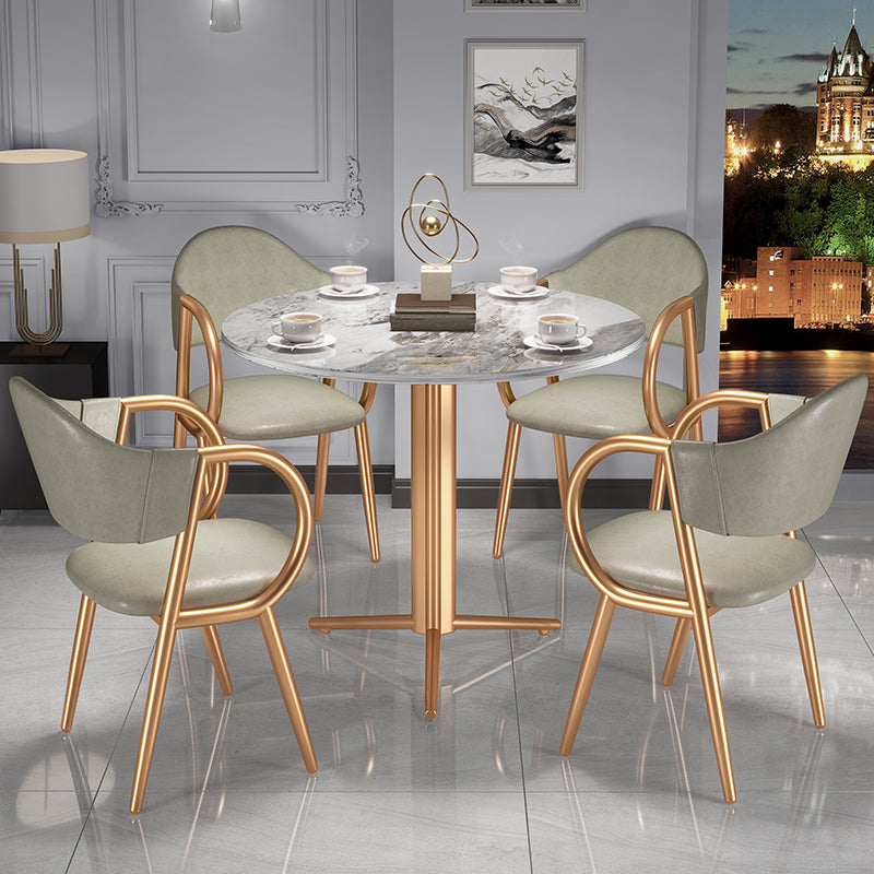 Stone Dining Table Traditional Luxury Dining Site Table with Tripod Base