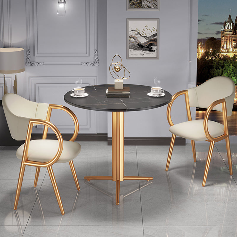 Stone Dining Table Traditional Luxury Dining Site Table with Tripod Base