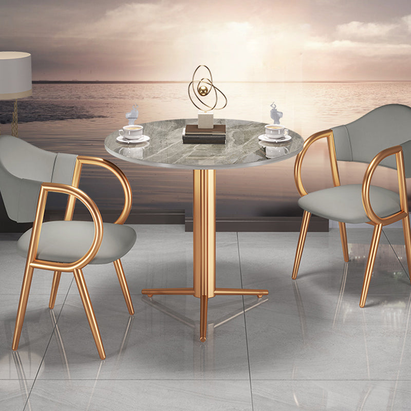 Stone Dining Table Traditional Luxury Dining Site Table with Tripod Base