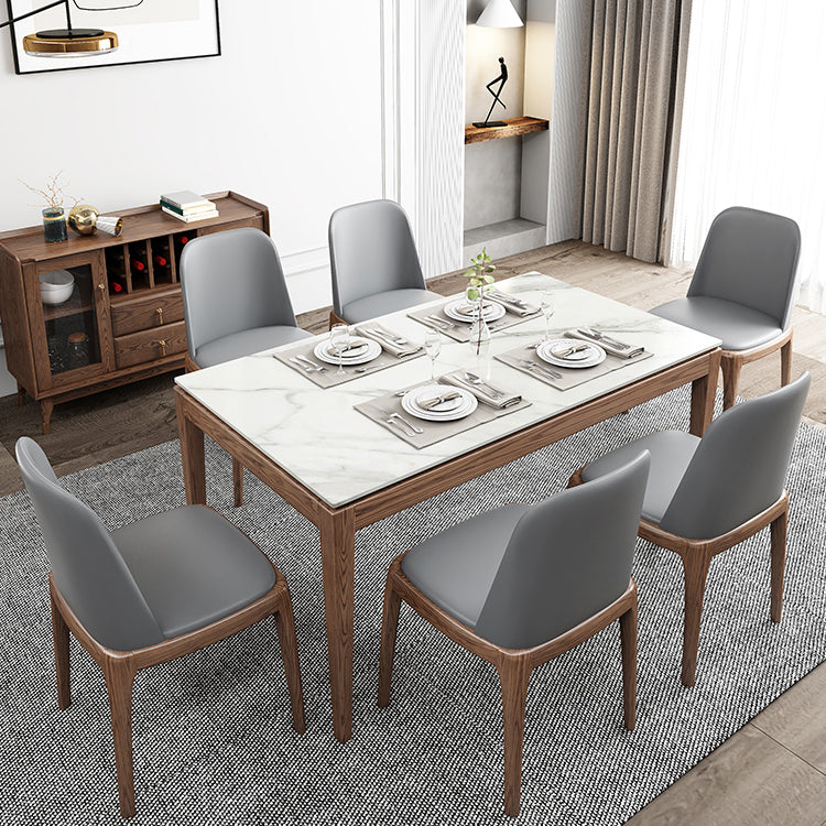 Mesa rectangular con tapa de piedra sinterizada en mesa moderna medieval blanca con 4 patas